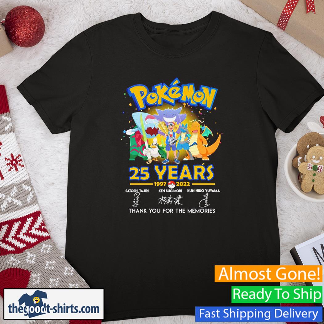 Pokemon 25 Years 1997-2022 Signature Thank You For The Memories Shirt