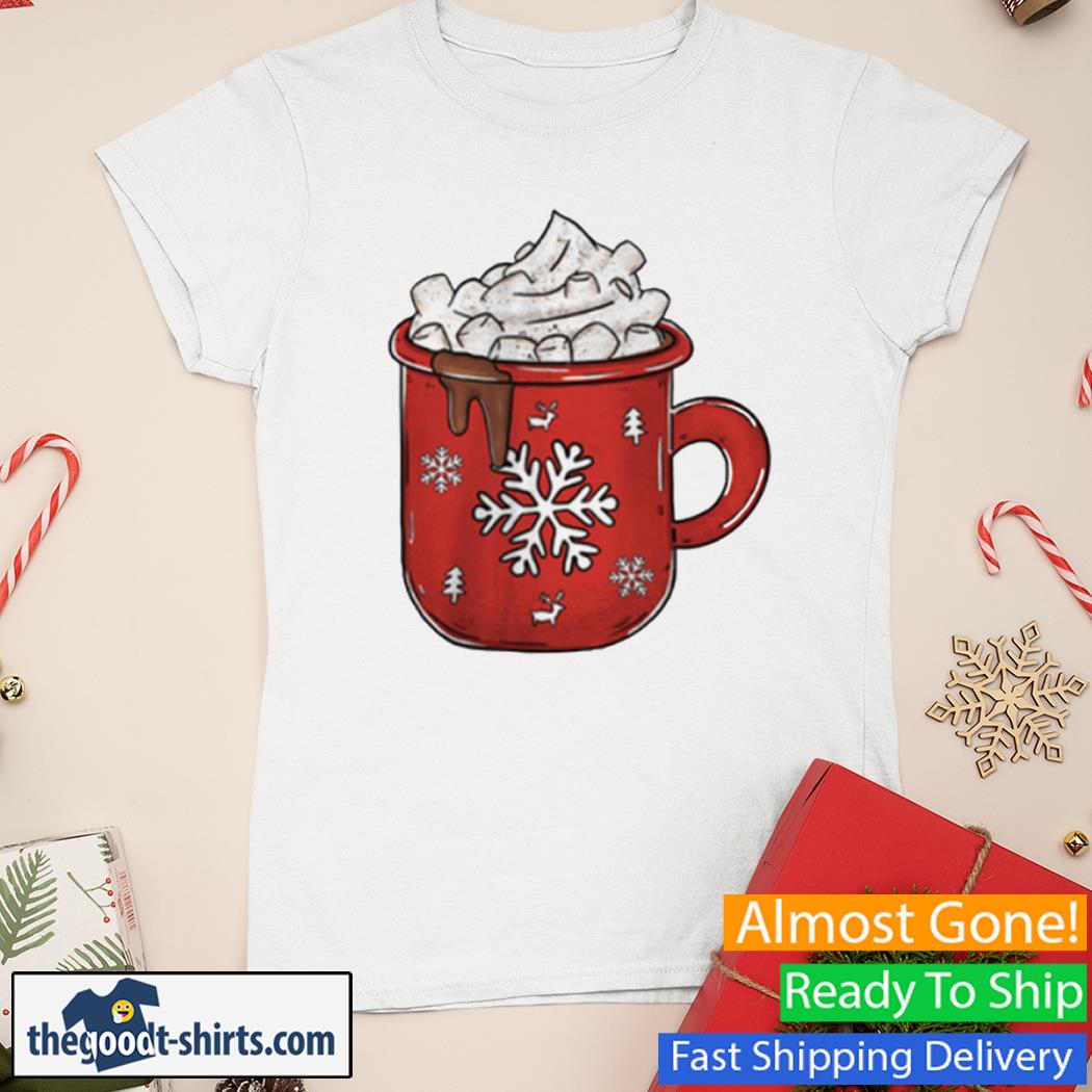 Hot Chocolate Mug Holiday Christmas Shirt Ladies Tee