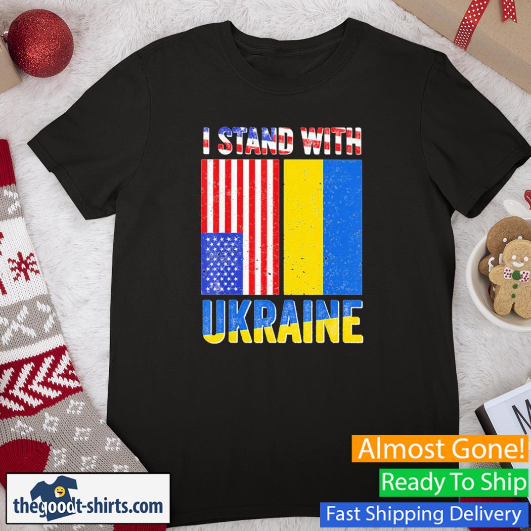 I Stand With Ukraine Support Ukrainian American USA Flag Vintage Shirt