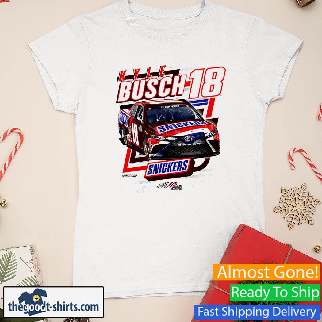 Kyle Busch Joe Gibbs Racing Team Collection White Snickers Shirt Ladies Tee