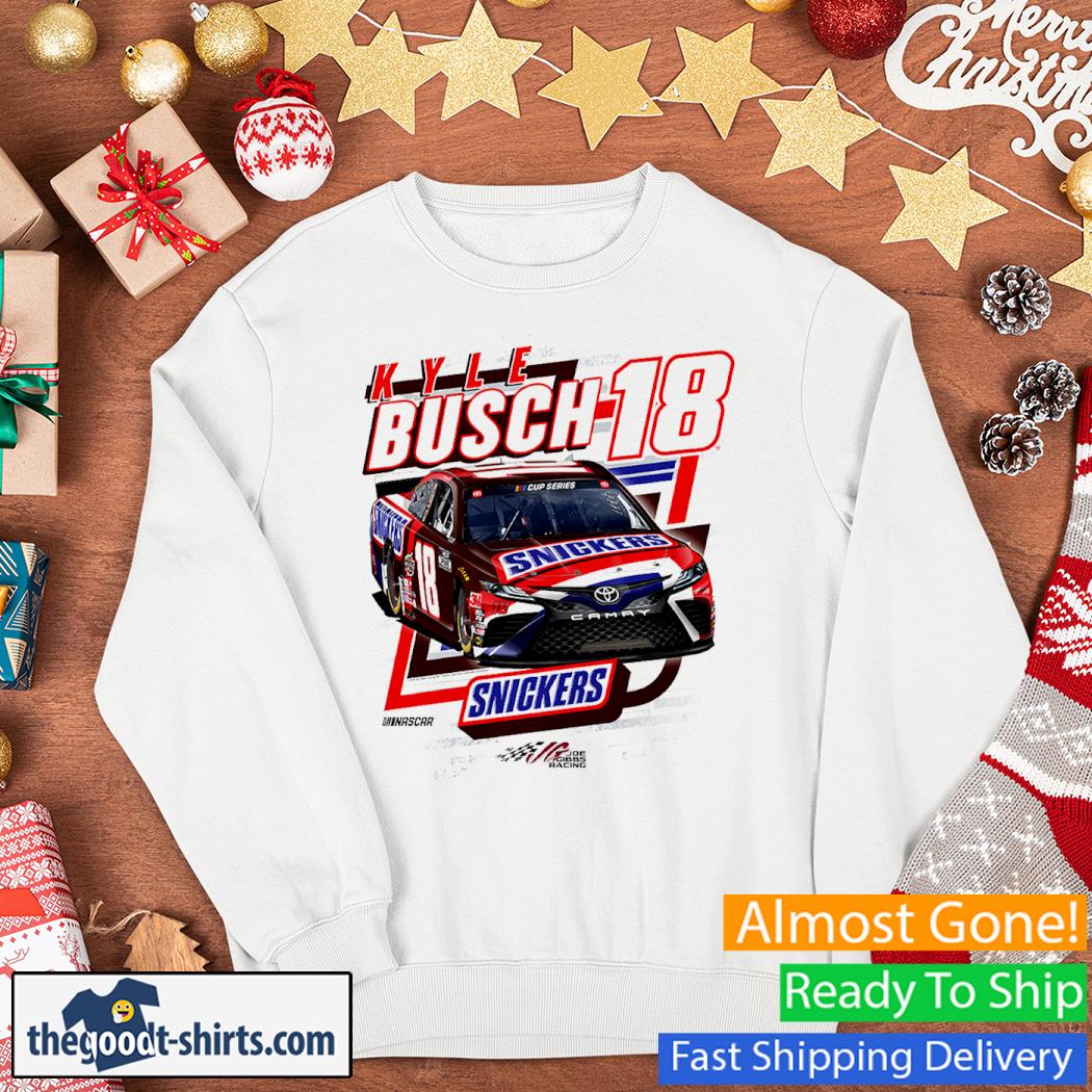 Kyle Busch Joe Gibbs Racing Team Collection White Snickers Shirt Sweater
