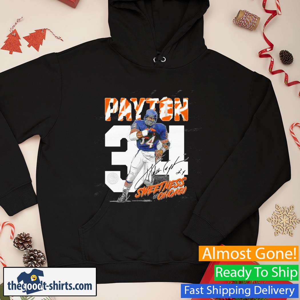 Walter Payton Men's Cotton T-ShirtChicago Throwbacks Walter Payton Rush W WHT Hoodie