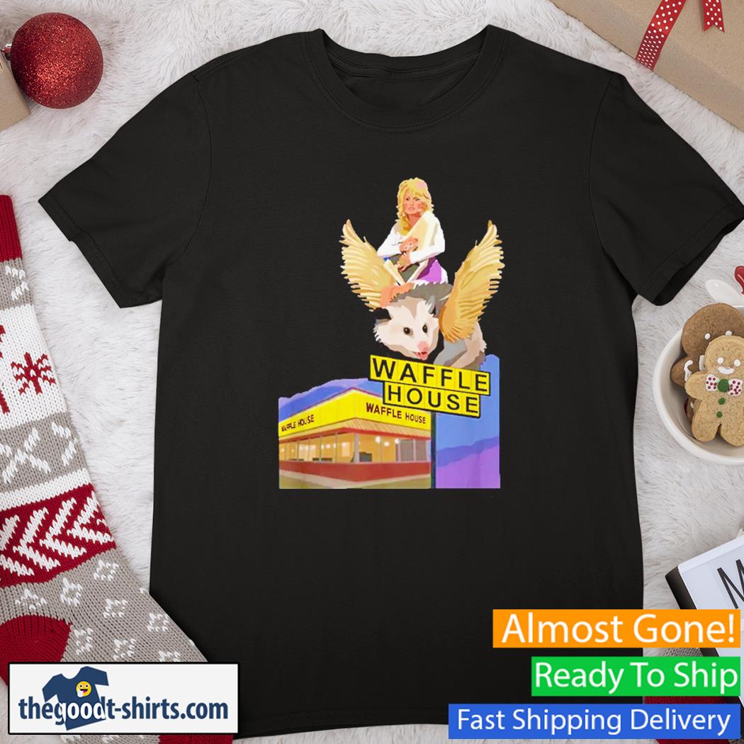 Dolly Parton Riding A Winged Possum Over Waffle-House Retro T-Shirt